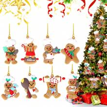 一套 8 件姜饼人 3 英寸高圣诞树装饰品：在圣诞节给您的圣诞树装饰增添一丝甜蜜！ - 彩色 - 查看 4