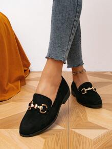 新款秋季女裝平底皮鞋 - 黑色 - 查看 3