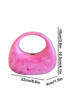 Bolso de mano de moda multicolor onda de agua patrón acrílico - Rosa - Ver 6