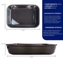 Assadeira - Travessa Cerâmica Retangular - Cinza -dolce Home - Preto - Visão 3