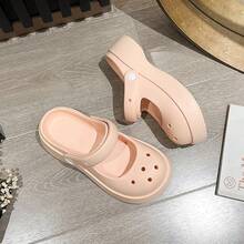 柔軟的厚防水台卡通圖案防滑拖鞋,增高設計 - 粉色 - 查看 2