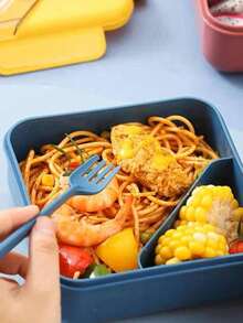 Lunch Box Caja de almuerzo con 2 compatimentos, Libre de BPA con Vaso, Cuadrado - Multicolor - Ver 3