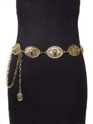 1pc Ladies' Vintage Heavy Metal Chain Fashion Alloy Carved Bull Head Decoration Belt Boho Halloween Summer, School Fall, Autumn, Halloween