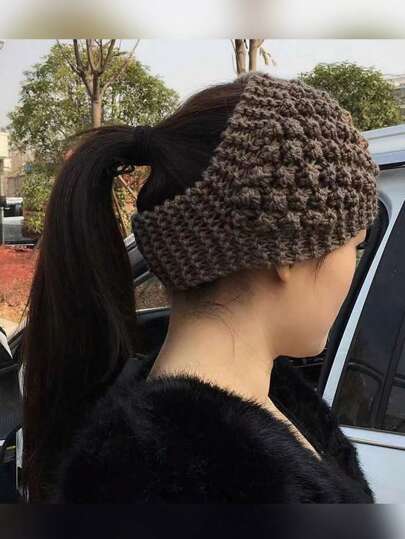 قبعة محبوكة نسائية يدوية خفيفة ذات أسلوب كلاسيكي أنيق وناعم ومريح ، باللون البني ، مناسبة للسفر الشتوي العارض