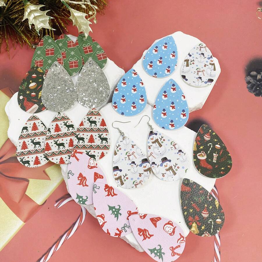 20入組聖誕珠寶製作套件:雪花、聖誕樹、雪人、聖誕老人形狀的吊墜。適用於女士項鍊和手鐲以及diy裝飾、禮物。(雙面隨機顏色)