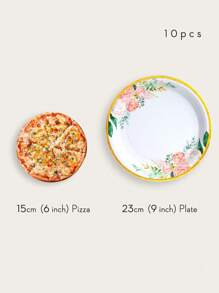 Disposable Tableware - Floral Design Dinner Plates - 9 Inches (10pcs/pack) - Multicolor - View 3