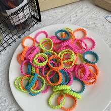 50入組兒童編織小鬆緊頭髮橡皮筋,可愛無害的髮圈,非常適合女孩的馬尾髮型 - 彩色 - 查看 6