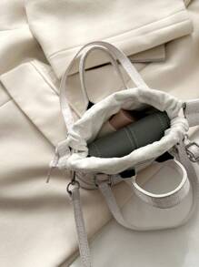 Mini Solid Crocodile Pattern Handheld Water Bucket Bag - White - View 6