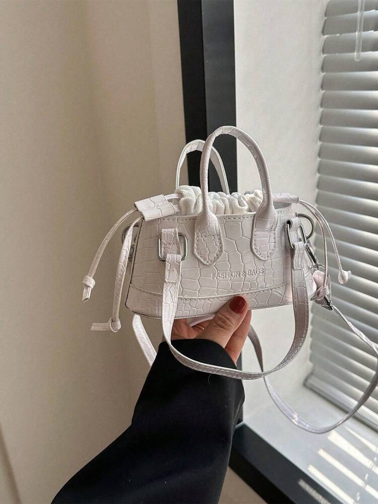 Mini Solid Crocodile Pattern Handheld Water Bucket Bag