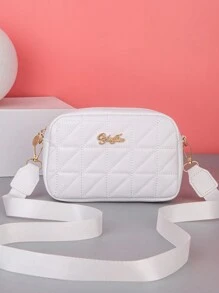 New Fashion Small Square Bag For Women, Shoulder/crossbody Bag, Embroidery & Pressed Pattern Design, Camera/makeup Bag - White - View 1