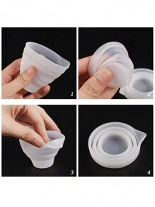 1入組可折疊矽膠量杯便攜液體容器矽膠攪拌杯適用於DIY環氧樹脂首飾類