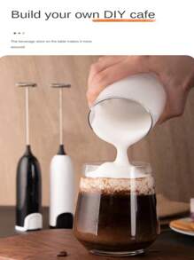 家用電動奶泡器、自動手持奶泡機和帶支架的咖啡攪拌器 - 白色 - 查看 8