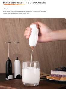 家用電動奶泡器、自動手持奶泡機和帶支架的咖啡攪拌器 - 白色 - 查看 4