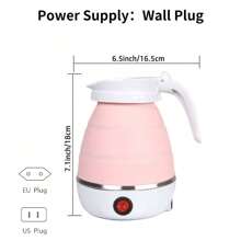 Travel Kettle Electric Small Foldable Portable Kettle,Silicone Collapsible Heating Water Boiler Tea Pot For Camping,Easy For Storage With Separable Power Cord - Pink - View 6