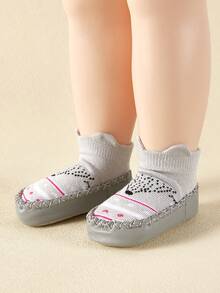 1 par Calcetines de bebé antideslizantes con diseño de dibujos animados y almohadillas de agarre para caminar en interiores de niños pequeños, prevención de caídas - Gris - Ver 6