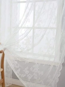 2 Piezas De Cortinas De Encaje Bordado Semi-opacas Para Ventanas De Cocina Adecuadas Para Dormitorio, Baño, Ventana Pequeña - Blanco - Ver 6