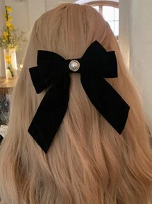 1 件女士黑玫瑰丝带蝴蝶结发夹爪，适合日常美发、服装搭配和配饰优雅、学校万圣节 - 彩色 - 查看 3