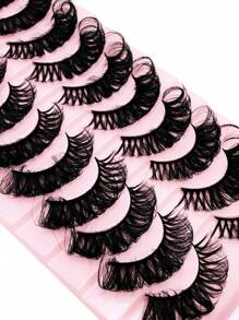 Asiteo 10 Pairs Natural Soft & Fluffy 3D Mink Eyelashes, Thick & Dense False Eyelashes, Create Messy Glamorous Mink Lashes, Lengthening & Curling, Enhance Eye Contour, Eyelash Extension Kit, Full Strip Lashes, Lengthen & Volumize Outer Corner - Black - View 4