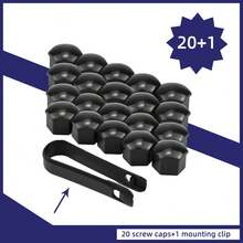 20入組車輪螺母蓋自動中心螺絲封蓋17mm 19mm 21mm輪緣外部裝飾專用插孔保護防塵 - 黑色 - 查看 7