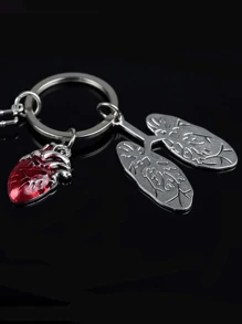 Street 1 件合金 DIY 人体器官形状心脏和肺听诊器钥匙扣，适合医生和护士情人节 - 彩色 - 查看 4