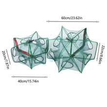 Lưới đánh cá hình lục giác di động 6 lỗ có thể gập lại với thiết bị bắt tôm tự động để bắt tôm càng, cá, cá chép, v.v. - màu xanh lá - Xem 6