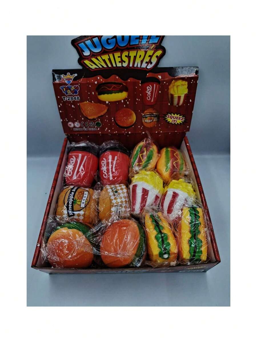 CAJA CON SQUISHY DE COMIDA 12 PIEZAS - Multicolor - Ver 1