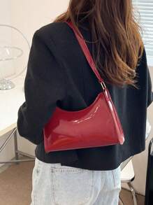 Bolso de hombro minimalista de unicolor para mujer, bolso burdeos, bolso y regalo ideal para Año Nuevo, bolso burdeos de moda - Burdeos - Ver 5