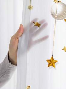 1pc Christmas Decorations White Balloons With Stars Pattern & Translucent Curtain - Multicolor - View 4