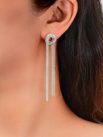 2入組時尚銀色調波西米亞風格度假耳環