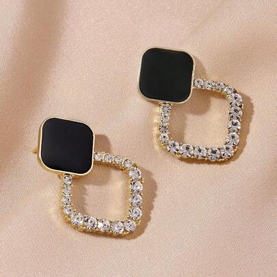 1 Pair Korean Cubic Zirconia Minimalist Earrings, Simple & Cute, Delicate & Elegant Jewelry For Women