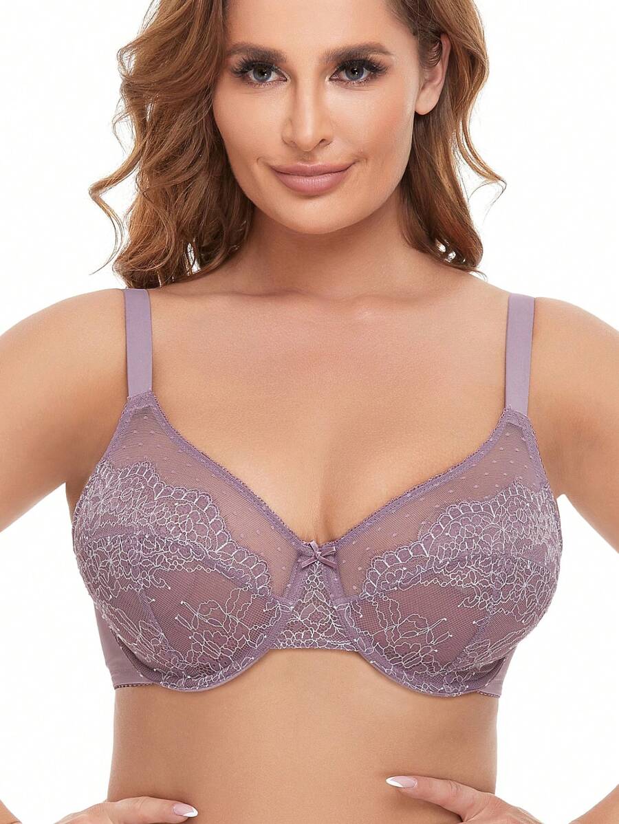 Ladies' Purple Lace Bra - Mauve Purple - View 1