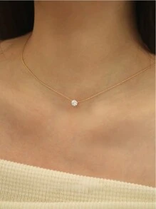 1 件歐美時尚女式六爪吊墜項鍊,金色,不銹鋼,適合日常、約會、派對佩戴 - 金黃色 - 查看 5