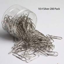 1 caja de 200 piezas Clips de carpeta multifuncionales de color plateado - Plateado - Ver 1
