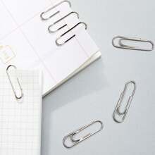 1 caja de 200 piezas Clips de carpeta multifuncionales de color plateado - Plateado - Ver 3