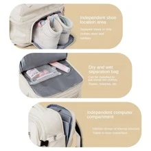 升級版旅行背包,適合飛機攜帶,防水面料,28升容量,適用於15.6英寸筆記本電腦,女性專用 - 杏色 - 查看 9