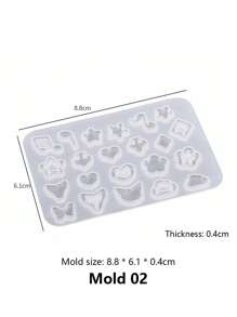 1 pieza Molde de silicona para hacer aretes colgantes con gota de cristal con lindo diseño de luna, estrella, gato y cabeza de conejo. Adecuado para hacer accesorios de joyería - transparente - Ver 10