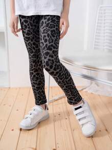 1 cặp quần legging lửng họa tiết hoa và báo xám cho bé gái thích hợp mặc hàng ngày trong mọi mùa - Nhiều màu - Xem 2