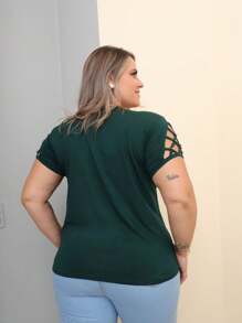 Plus Size T-shirts - Màu xanh lá cây đậm - Xem 2
