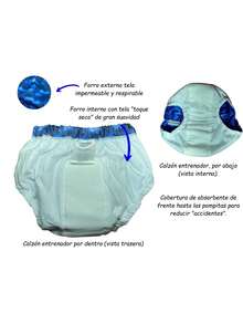 EcoCarinho Calzón Entrenador De Tela Impermeable Para Niños Y Niñas Dejando Los Pañales. Envio de estampado y colores aleatorios. - Azul - Ver 6