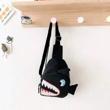 Cangurera para niños con diseño de tiburon, cute para los niños - Negro - Ver 3