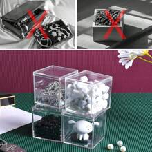 1pc Acrylic Boxes for Candy Acrylic Box with Lid  Clear Candy Box for Display Plastic Square Cube Jewelry Storage Box Transparent Wedding holiday gifts - Clear - View 9