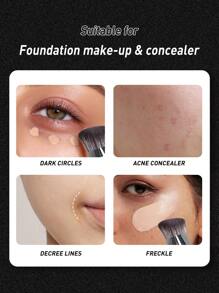 柔软化妆刷，黑色三角粉底刷，遮瑕刷，细节刷，BB霜刷，隔离刷，遮盖黑眼圈、眼袋、痘印、雀斑，便携式化妆刷，粉底刷，遮瑕刷，腮红刷，修容刷，腮红刷，古铜粉刷，散粉刷，粉底刷，腮红刷 - 黑色 - 查看 3