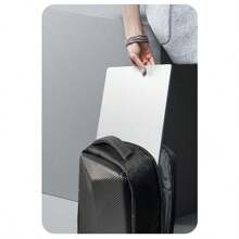 15.6 Inch Anti-shock Laptop Backpack, Men's Bookbag For Travel With Large Capacity Hard Shell And USB Charging Port - Black - View 8