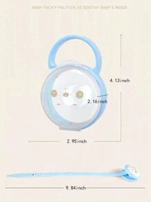 2pcs/Set (1 Storage Box + 1 Anti-Lost Chain, Pacifiers Not Included) Panda Design Cartoon Pacifier Storage Box & Pacifier Clip, For Infants & Toddlers Under 3 Years Old, Portable Dust Proof Set (Pattern Randomly Sent) - Blue - View 4
