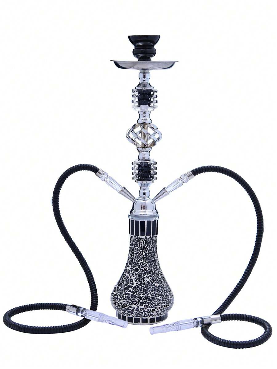 1 Set 21.65-inch High Modern Glass Hookah Shisha Complete Set With Smoking Accessories, Perfect For Daily Use, Party And Gifts - Black - View 1