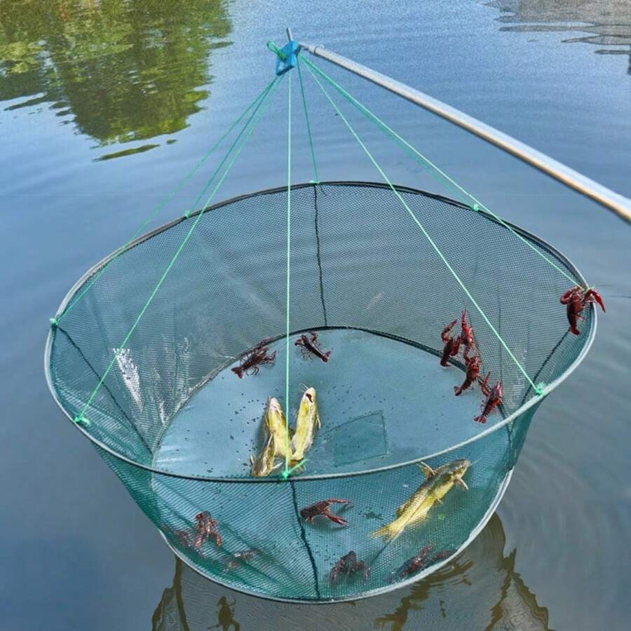 Open-style Folding Fishing Cage, Shrimp Cage, Eel Net, Crab Net, Lobster Net For Catching Fish And Moving Fishing Tools - Army Green - View 1