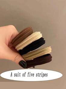 10个/套 女士简约多色发圈，加厚，无缝，弹性好，不伤发，森系风格发圈，马尾辫发圈，休闲蝴蝶结发绳，发圈，发饰，头饰 - 彩色 - 查看 3