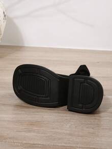 女士时尚弹力面料靴子女士春秋新款踝靴黑色圆头粗高跟舒适时尚百搭休闲短靴 - 黑色 - 查看 7