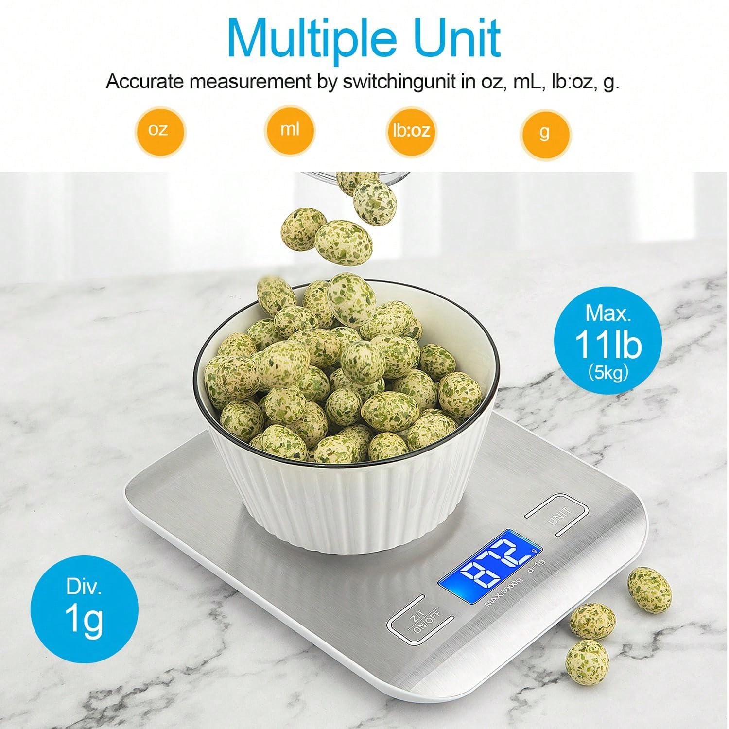 Kitchen Scale, Gram Scale, Digital Scale, Weighs Food In Grams And
