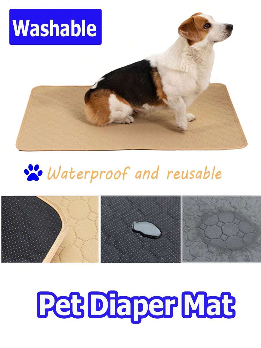 1片卡其色防水寵物尿墊,搭配超級吸水力和tpu防水膜,防滑可重複使用,適用於貓狗訓練 - 卡其色 - 查看 1